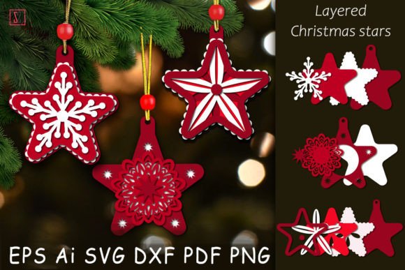 Elevate Holiday Decor with Layered Christmas Star Cut Files