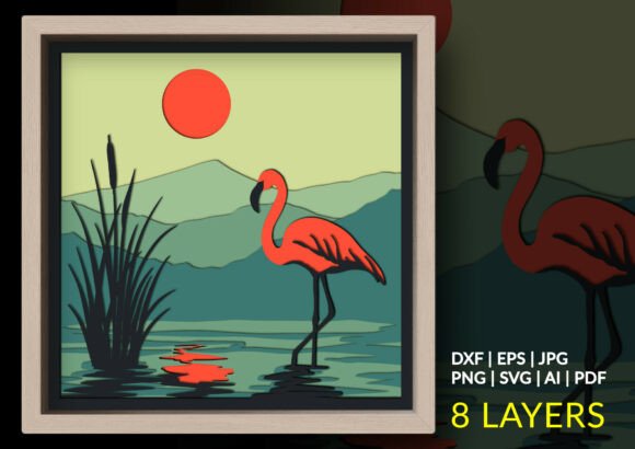Evaluating the Flamingo Sunset Shadow Box SVG for Professional Papercraft Projects