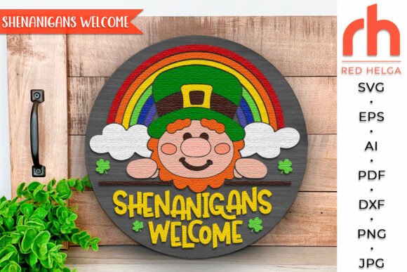 Leprechaun Welcome Door Sign SVG for Festive DIY